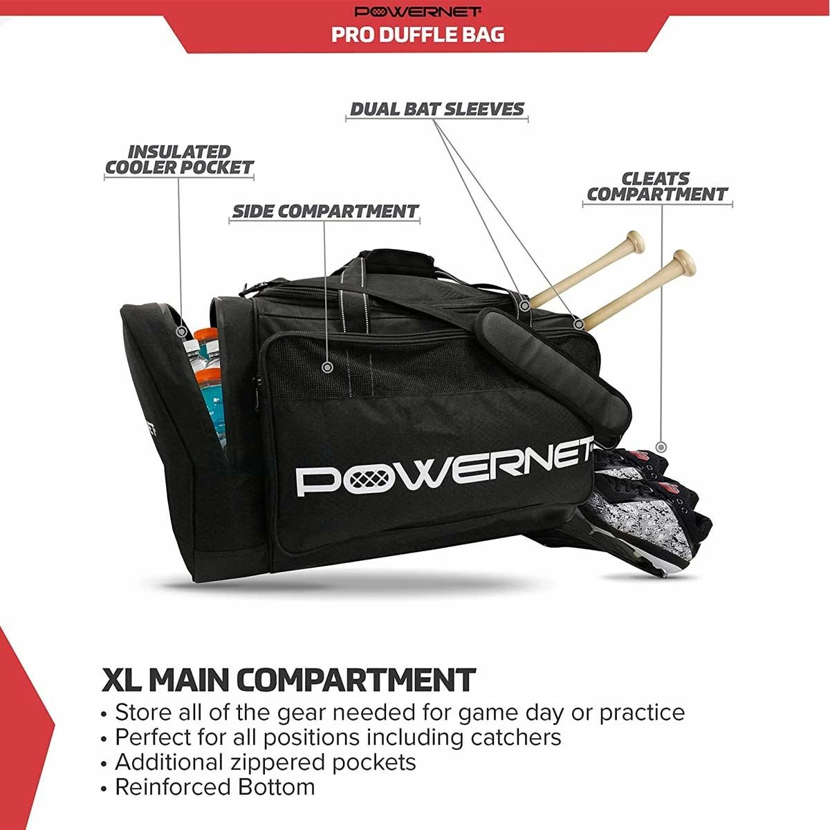 Hot Sale π POWERNET Pro Player Bat Duffel π₯ 3 Hot Sale π POWERNET Pro Player Bat Duffel π₯ - Image 3