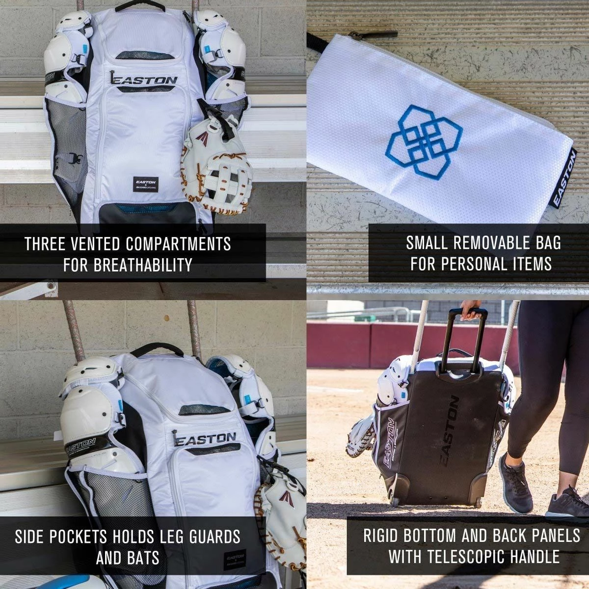 Outlet π Easton Jen Schro Catcher’s Wheeled Equipment Bag White π 4 Outlet π Easton Jen Schro Catcher’s Wheeled Equipment Bag White π - Image 4