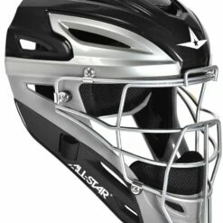 Hot Sale 🔥 All Star MVP2500TT Two-Toned Catcher's Helmet, ADULT Maroon/Silver 😀