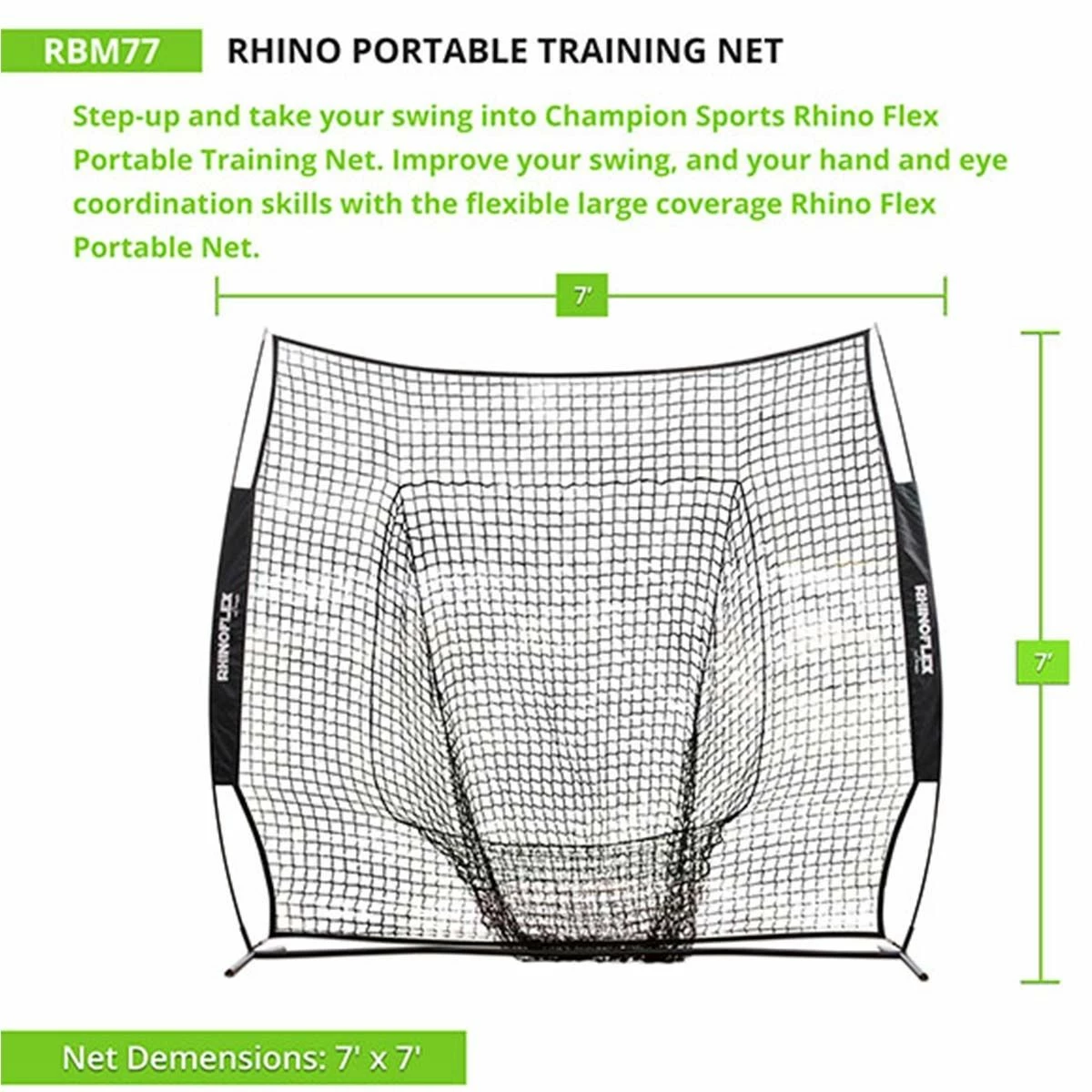 Brand new ⌛ Champion Rhino Flex 7'x7' Portable Pitching & Batting Catch Net ✨ 4 Brand new ⌛ Champion Rhino Flex 7'x7' Portable Pitching & Batting Catch Net ✨ - Image 4