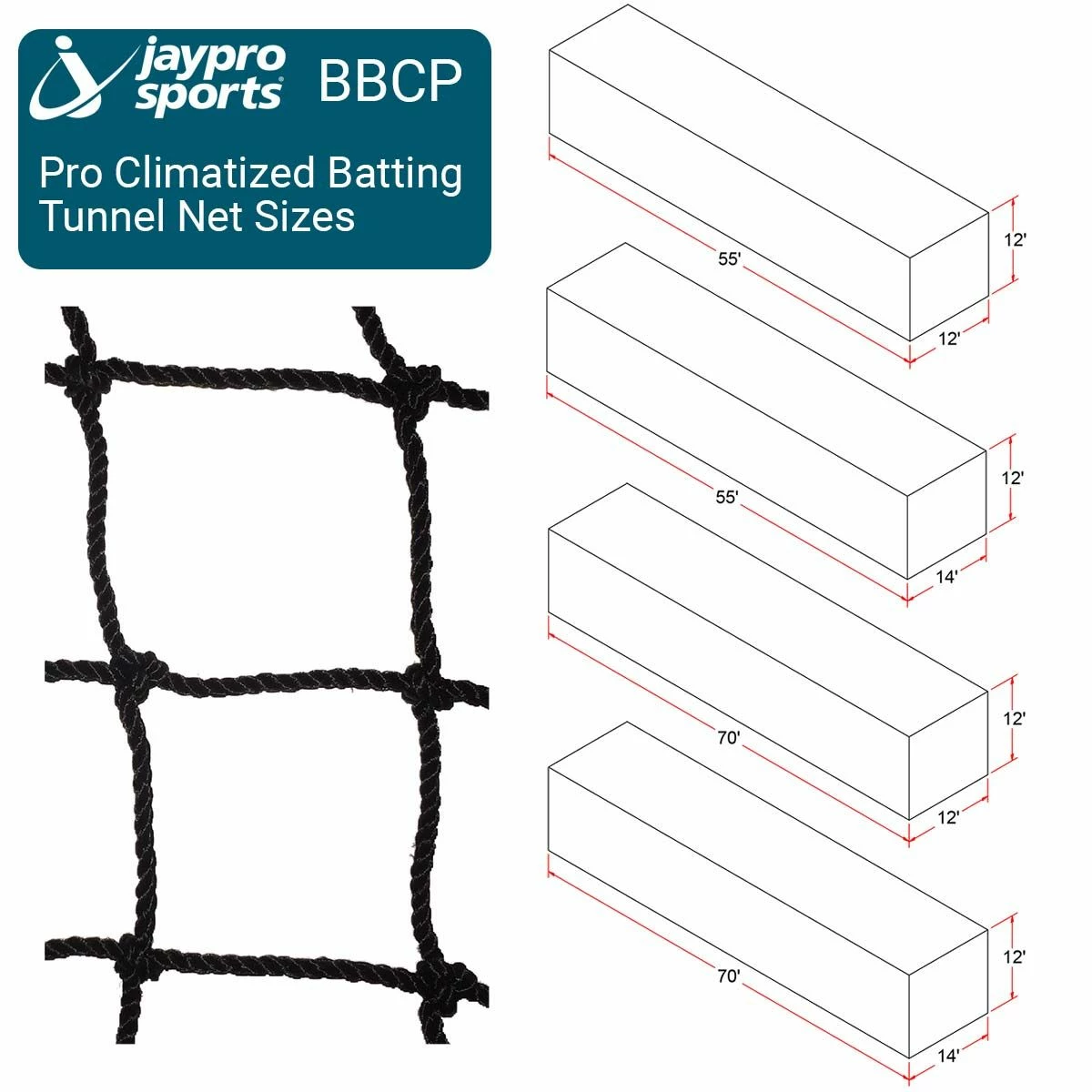 Wholesale 🔔 55' & 70' Jaypro Pro Climatized Batting Tunnel Nets, #42 Thread Count 🤩 2 Wholesale 🔔 55' & 70' Jaypro Pro Climatized Batting Tunnel Nets, #42 Thread Count 🤩 - Image 2