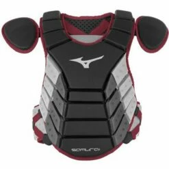 Wholesale โ๏ธ Mizuno Samurai NOCSAE Catcher's Chest Protector Black/Maroon ๐งจ